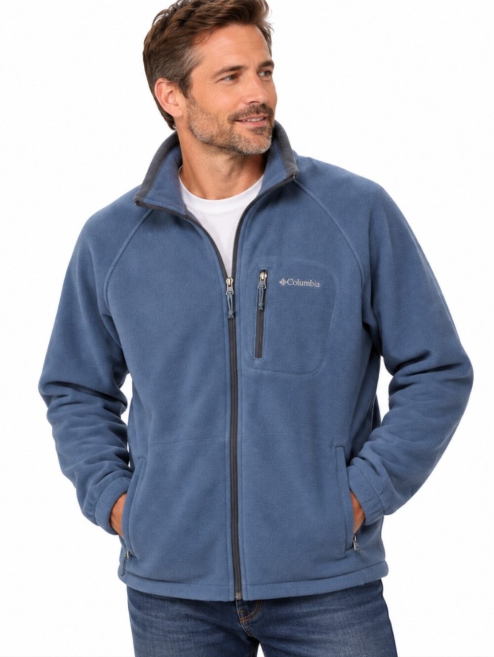Columbia Blue Mens Full Zip Fleece Jacket Sz XLT